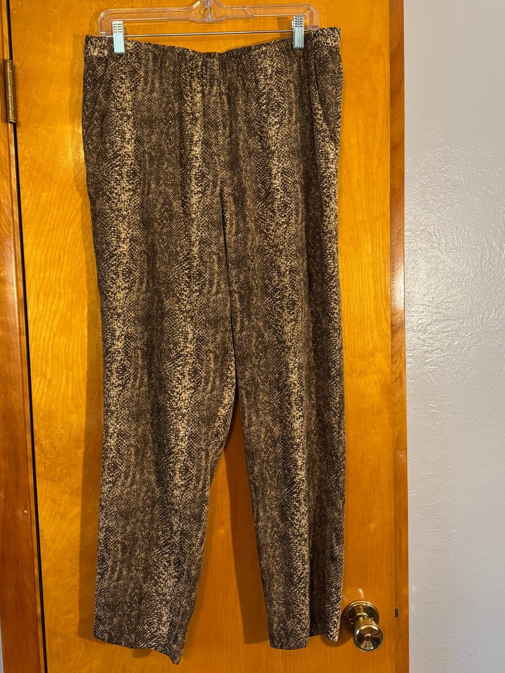 Chaus Brown and Tan Snakeskin Printed Women's Trousers